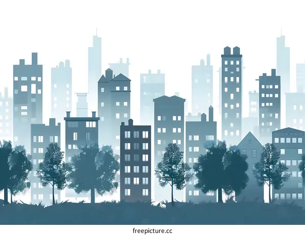 Cityscape Silhouette With Trees