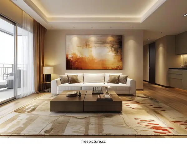 Minimalist Living Room Design with Modern Sofa and Coffee Table