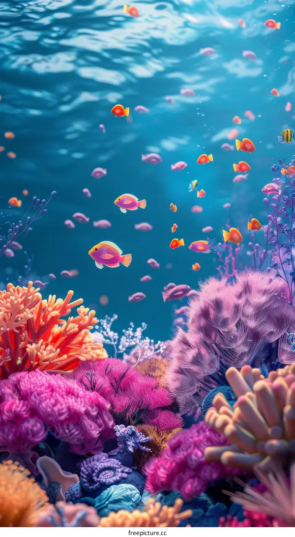 Colorful Underwater Coral Reefs and Fish