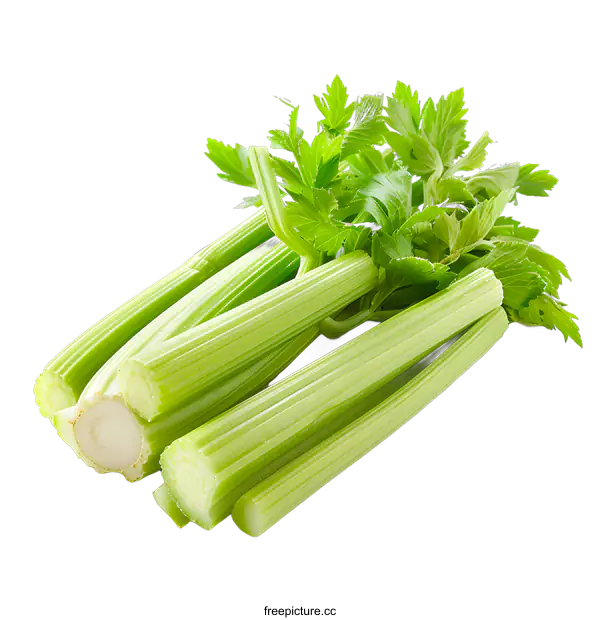 [Transparent Background PNG]Fresh celery stalks isolated on white background
