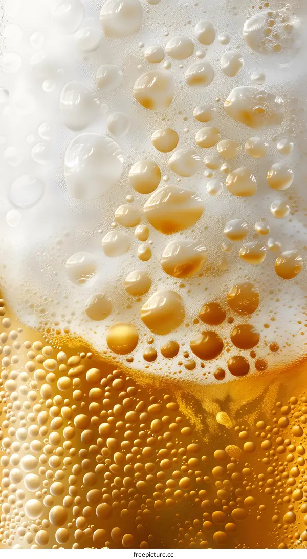 Closeup of Beer Foam and Bubbles