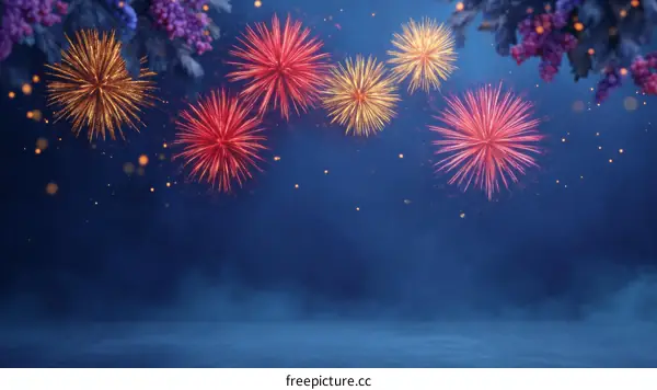 Colorful Fireworks in the Night Sky