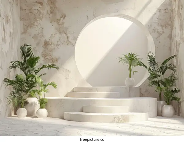 Minimalist Round Arch Interior Wall Background