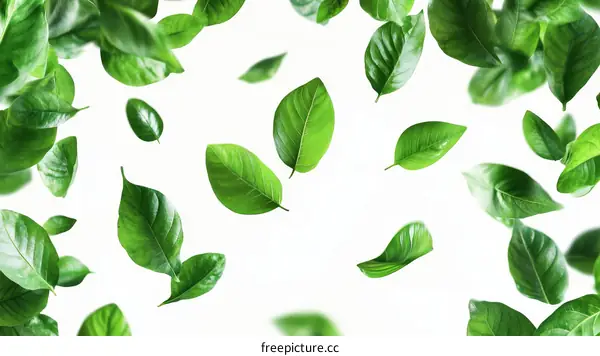 Falling Green Leaves Background Image