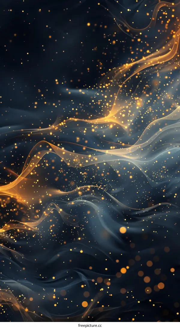 Surreal Golden Plasma Particle Waves Flow in Nebula