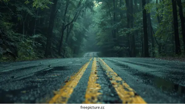 Picturesque Country Road蜿蜒 Path through a Mystical Forest