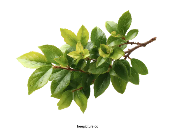 [Transparent Background PNG]Fresh Green Leaves on Branch