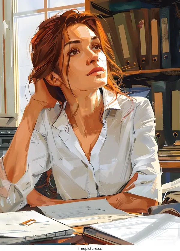 portrait of a beautiful young woman in a white blouse