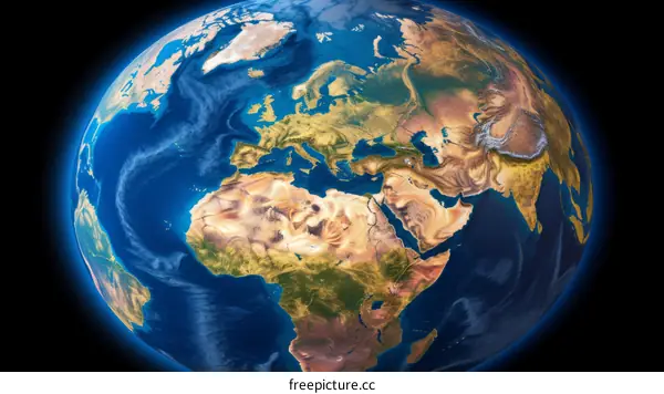 Blue and green planet earth from space