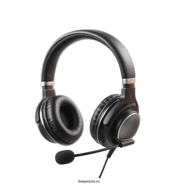 [Transparent Background PNG]Black Over-Ear Headphones with Microphone