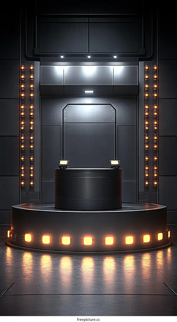 Futuristic Stage Design with Warm Lighting
