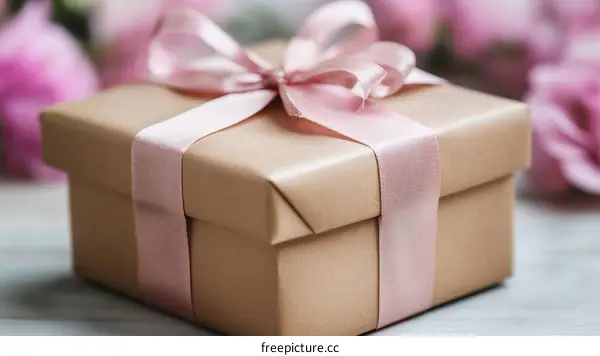 A Beautiful Gift Box with Pink Ribbon
