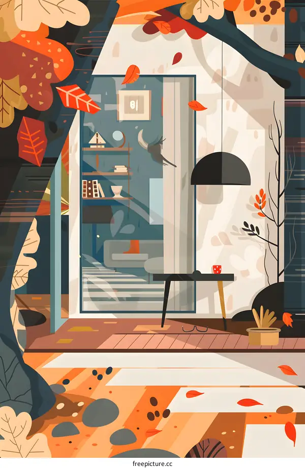 Autumn Leaves Fall on the Patio