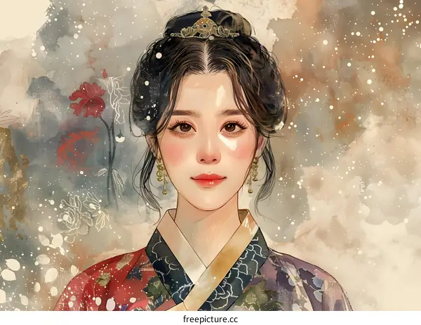 A beautiful Korean woman in traditional dress
