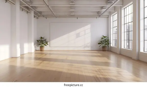 Minimalist White Room with Large Empty Canvas