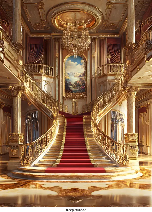 Grand Staircase in a Gold and Marble Palace