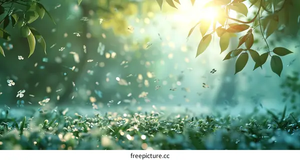Sunlight Streaming Through Verdant Foliage