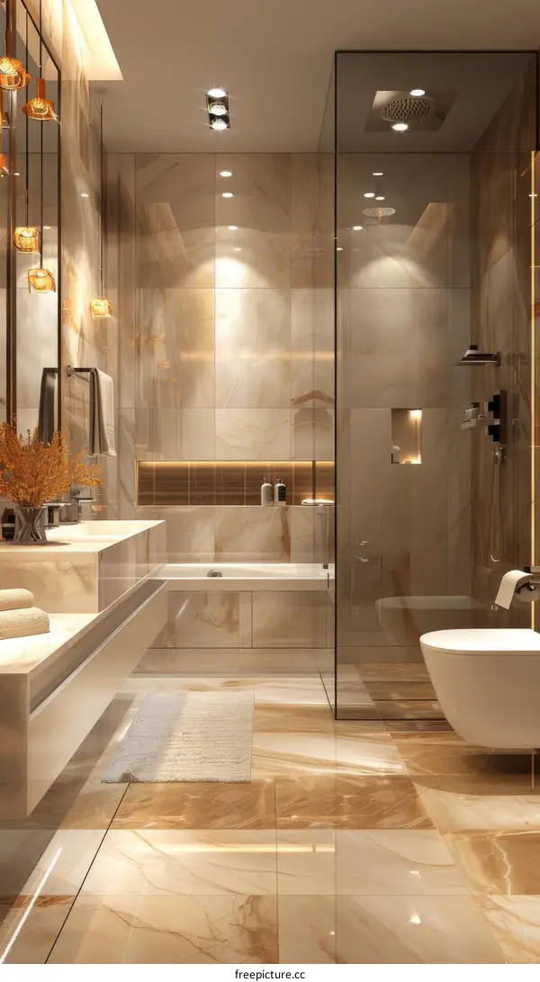 Modern Bathroom with Bathtub, Shower, and Vanity