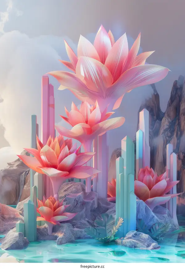 Abstract Floral Fantasy Landscape