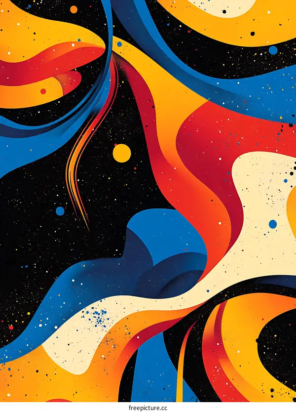 Abstract Art with Wavy Lines and Stars