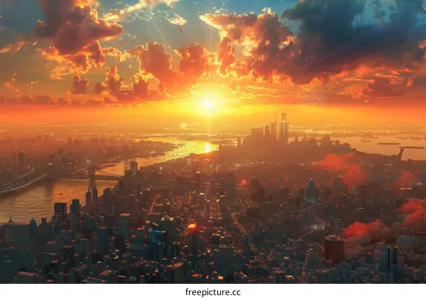 Sunset Cityscape of New York