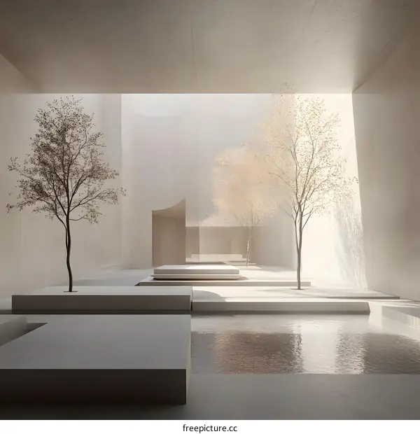 Minimalist Courtyard Design with Concrete and Trees