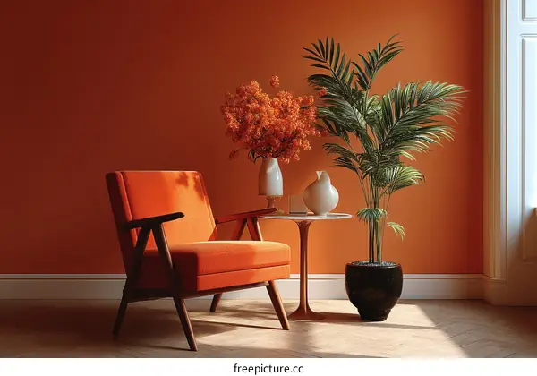 Orange Living Room Interior Design Illustration