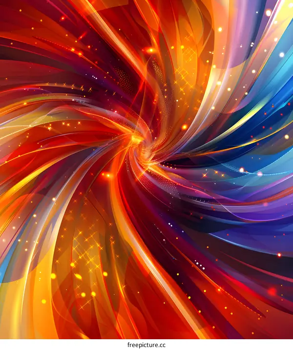 Abstract colorful spiral of light and stars