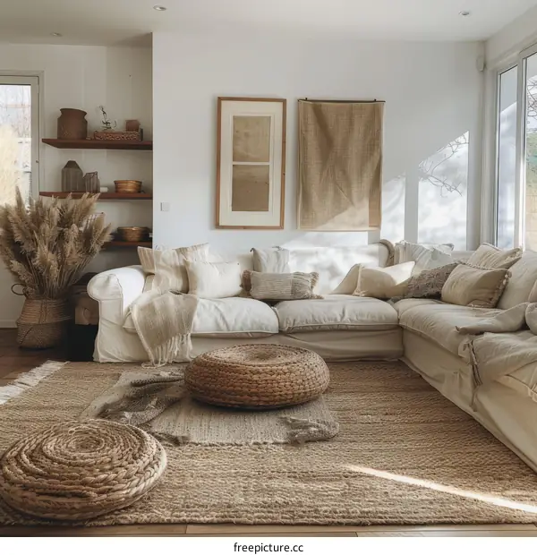 Bright and Airy Living Room with Natural Textures