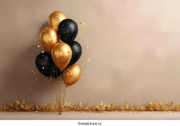 Black and Gold Balloons Festive Decoration