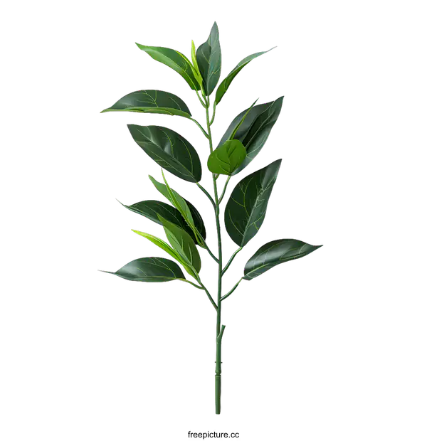 [Transparent Background PNG]Green Leaf Branch on White Background