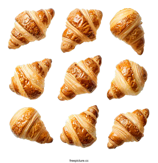 [Transparent Background PNG]Top view of croissants on white background