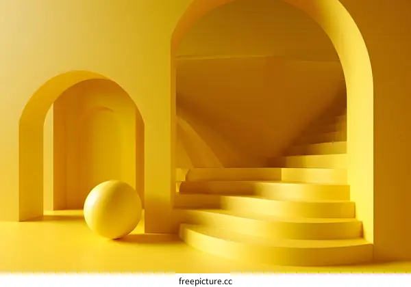 Yellow Archway Minimalist Abstract Background