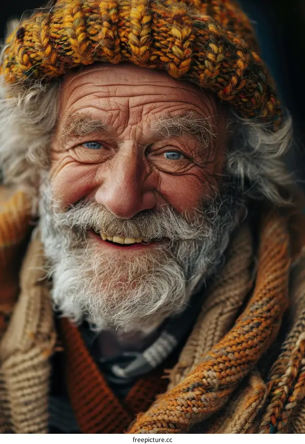 Closeup Portrait of a Smiling Senior Man
