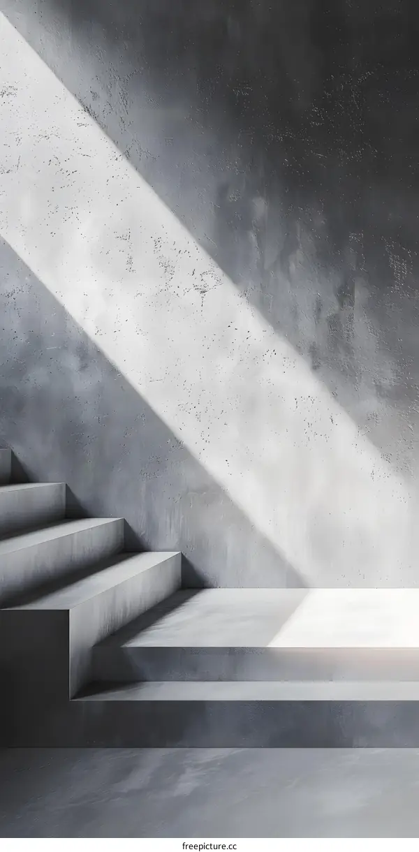 Minimalist Concrete Steps With Light Beam