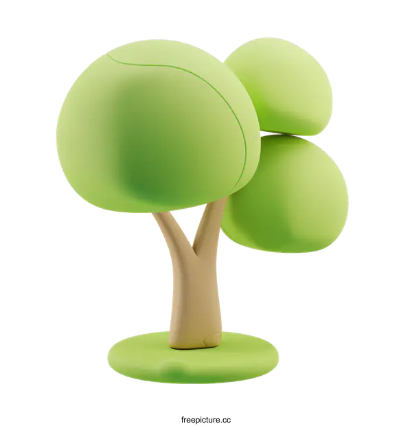 [Transparent Background PNG]A 3D illustration of a cartoon tree