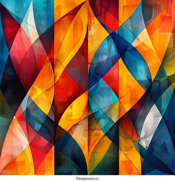 Abstract painting of geometric shapes