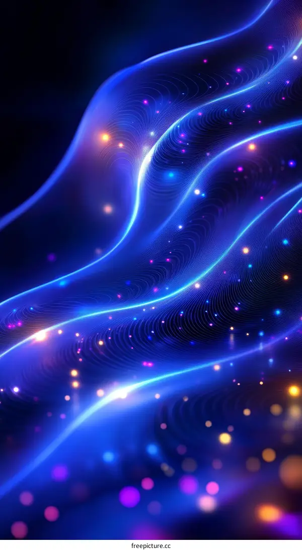 Abstract Neon Light Waves Illustration