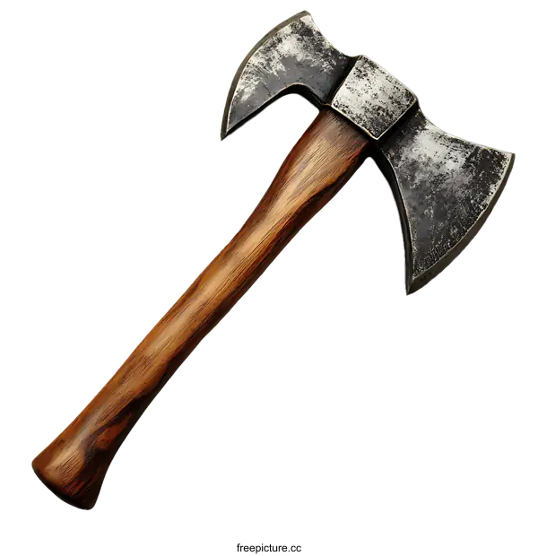 [Transparent Background PNG]Vintage Double-Bladed Axe with Wooden Handle