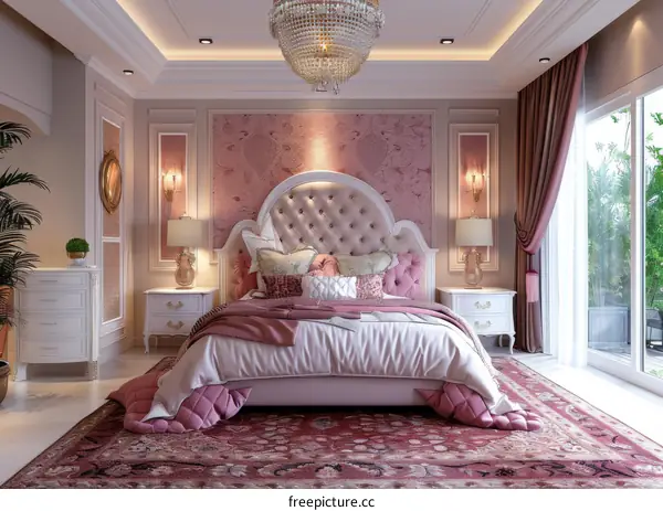 Elegant Pink Bedroom Interior Design