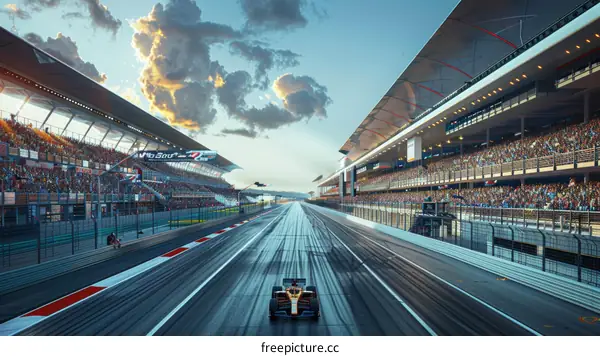 Formula One Race Car Speeding Past Crowds