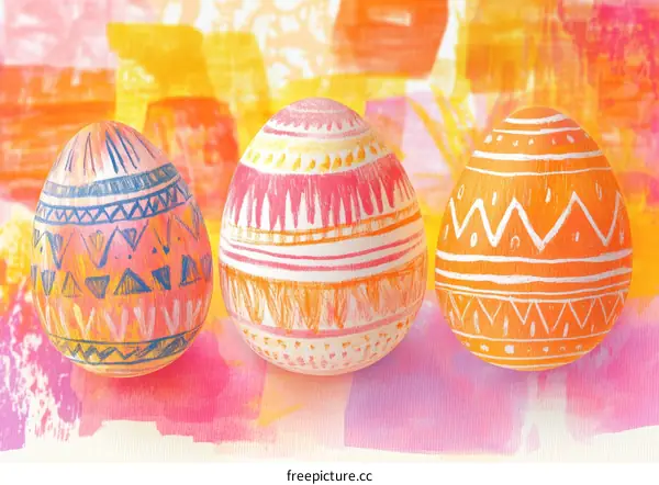 Colorful Easter Eggs with Intricate Designs