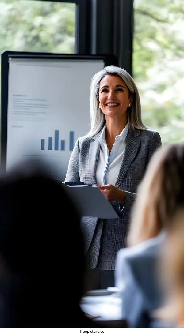 Businesswoman Giving Presentation In Office