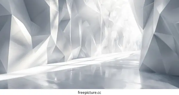 Geometric Shapes and Bright Light in an Empty Futuristic Room