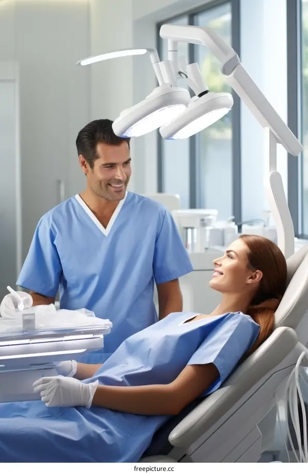 Dentist and patient in a dental clinic