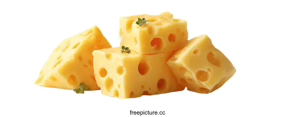 [Transparent Background PNG]Close-up of Cheese Cubes on White Background