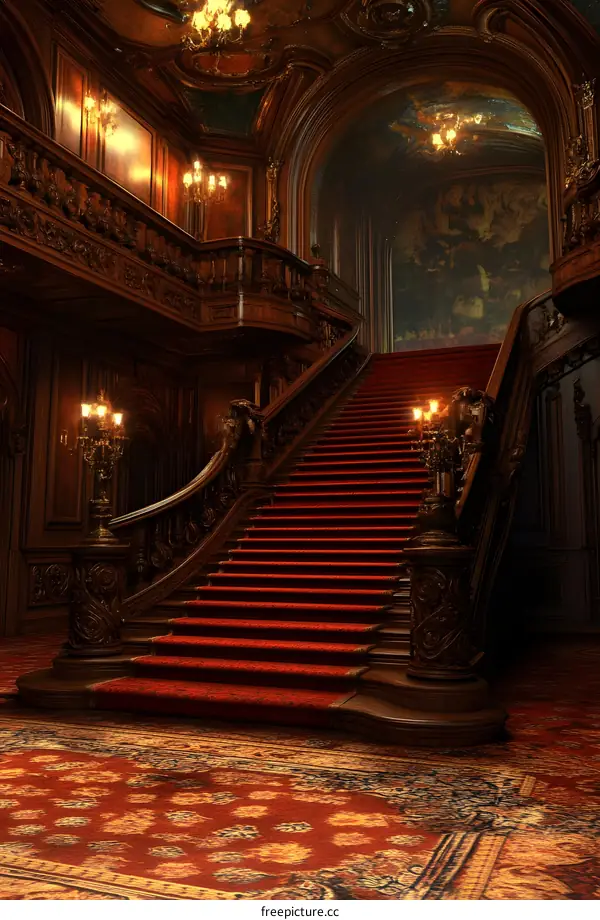 Grand Staircase in a Luxurious Mansion