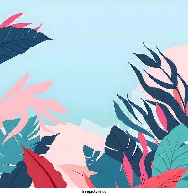 Abstract Tropical Leaves Illustration Background