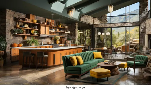 Retro Home Interior Design Blending Natural Elements