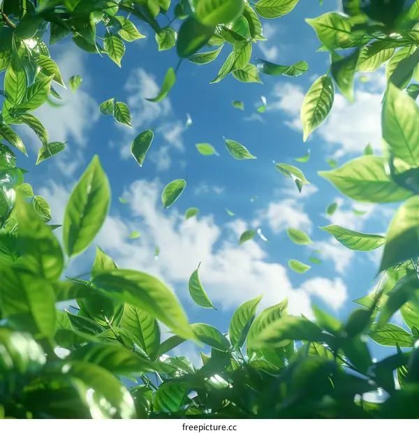 Green Foliage with Blue Sky